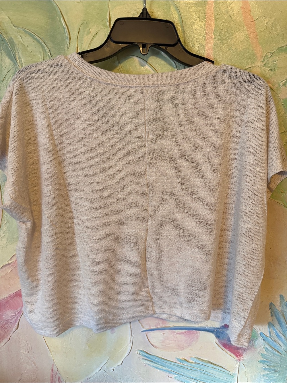 Zenana Hacci V-Neck Short Sleeve Boxy Top in Cream Mult sizes S-XL - Picture 4 of 7